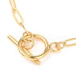 Unisex PVD Vacuum Plating 304 Stainless Steel Paperclip Chain Bracelets&nbsp;BJEW-H541-04A-G