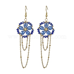 Electroplate Glass Woven Dangle Earrings for Women&nbsp;EJEW-MZ00795-03