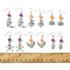 Halloween Theme Alloy & Imitation Jade Acrylic Dangle Earrings&nbsp;EJEW-FS00004
