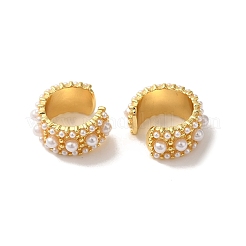 Rack Plating Brass with ABS Plastic Pearl Clip-on Earrings for Women&nbsp;EJEW-G403-02G