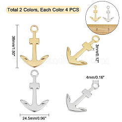 8Pcs 2 Colors 304 Stainless Steel Pendants&nbsp;STAS-UN0025-80