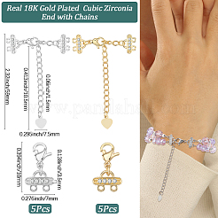 10Pcs 2 Colors Brass Micro Pave Clear Cubic Zirconia End with Chains&nbsp;KK-BBC0019-09