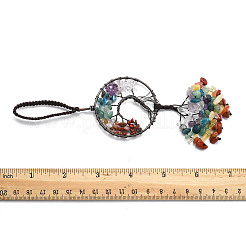 1Pc Wire Wrapped Chips Natural Gemstone Big Pendant Decorations&nbsp;HJEW-FS0001-05