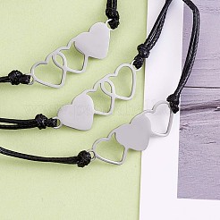 3Pcs 3 Style 430 Stainless Steel Heart Link Bracelets Set&nbsp;JB715A