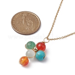 Natural & Synthetic Mixed Gemstone Cross Pendant Necklace with Copper Chains&nbsp;NJEW-JN04446-01