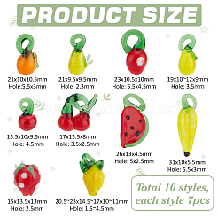 50Pcs 10 Styles Fruit Theme Glass Pendants&nbsp;GGLA-PH0001-70