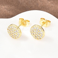 Brass Micro Pave Clear Cubic Zirconia Stud Earrings&nbsp;EJEW-F405-06G