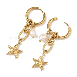 Ocean Theme 304 Stainless Steel Dangle Hoop Earrings&nbsp;EJEW-JE07357