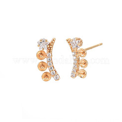 Brass Micro Pave Clear Cubic Zirconia Stud Earring Findings&nbsp;KK-S364-038