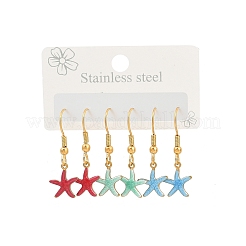Ocean Series 304 Stainless Steel Enamel Dangle Earrings&nbsp;EJEW-K017-01C-G