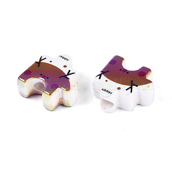 UV Plating Opaque Printed Acrylic European Beads&nbsp;OACR-N153-06C