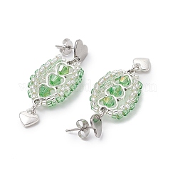 304 Stainless Steel Faceted Bicone Glass Beads Dangle Stud Earrings&nbsp;EJEW-WZ00437-01