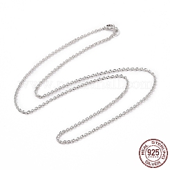 Anti-Tarnish Rhodium Plated 925 Sterling Silver Textured Cable Chains Necklace for Women&nbsp;STER-I021-10P