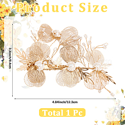 Alloy with Plastic Pearl Flower Alligator Hair Clips&nbsp;OHAR-WH20010-05G
