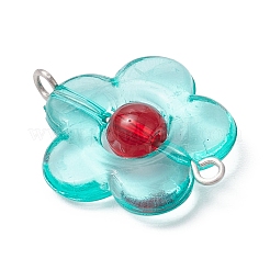 Transparent Acrylic & Glass Flower Connector Charms&nbsp;PALLOY-JF03720