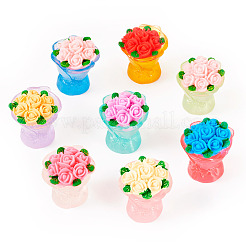 8Pcs 8 Colors Luminous Resin Rose Ornaments&nbsp;RESI-TA0002-82