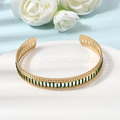 304 Stainless Steel Enamel Open Cuff Bangles&nbsp;BJEW-K264-07G