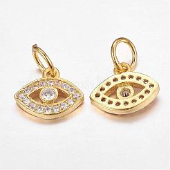 CZ Brass Micro Pave Cubic Zirconia Evil Eye Charms&nbsp;ZIRC-L018-10G