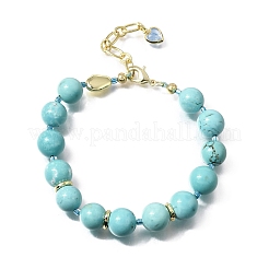 Natural Magnesite Round Beaded Bracelets for Women&nbsp;BJEW-A170-01G