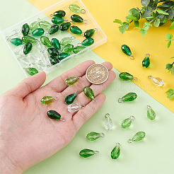 50Pcs 5 Colors Glass Pendants&nbsp;PALLOY-PH01801