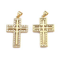 Brass Micro Pave Clear Cubic Zirconia Pendants&nbsp;ZIRC-J025-33G