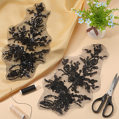 Flower Gauze & Sequin Embroidery Ornament Accessories&nbsp;DIY-WH0430-464A