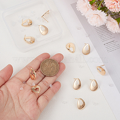12Pcs Brass Hollow Out Teardrop Stud Earring Findings&nbsp;KK-BC0010-94