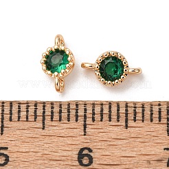 Brass Pave Green Cubic Zirconia Connector Charms&nbsp;ZIRC-L105-11G