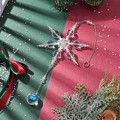 Glass Snowflake Pendant Decorations&nbsp;HJEW-TA00237