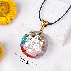 Resin with Gemstone inside 7 Chakra Pendant Necklaces&nbsp;PW-WG74B6A-04