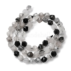 Natural Tourmalinated Quartz/Black Rutilated Quartz Beads Strands&nbsp;G-Z119-A15-01