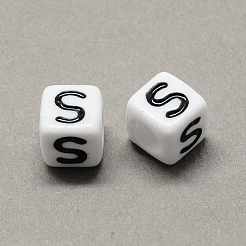 Large Hole Acrylic Letter European Beads&nbsp;SACR-Q103-6mm-01S