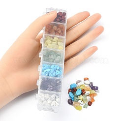 84~91G 7 Styles Chakra Natural & Synthetic Gemstone Chip Beads Strands&nbsp;G-YW0001-30