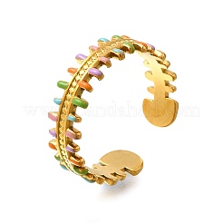 304 Stainless Steel Enamel Open Cuff Rings&nbsp;RJEW-M072-20G