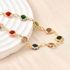 304 Stainless Steel Glass Link Chain Bracelets for Women&nbsp;BJEW-V010-01G