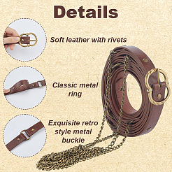 Medieval PU Leather Waist Belts with Alloy Chains Tassel&nbsp;AJEW-WH0709-227A