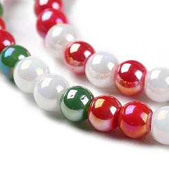 Christmas Theme Opaque Electroplate Glass Beads Strands&nbsp;GLAA-P056-4mm-A02