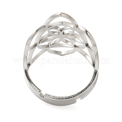 Non-Tarnish Hollow Flower 304 Stainless Steel Adjustable Rings for Women&nbsp;LS-RJEW-N048-06P