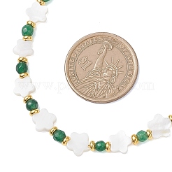 Flower Natural Freshwater Shell & Round Dyed Natural White Jade Beaded Bracelets & Necklaces Sets&nbsp;SJEW-JS01370