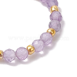 Natural Amethyst Beaded Stretch Rings for Women&nbsp;RJEW-JR00868-02