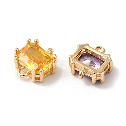 Brass Pave Glass Connector Charms&nbsp;KK-C062-030G