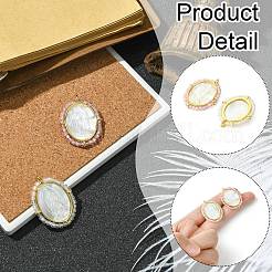 2Pcs 2 Colors Rack Plating Brass Micro Pave Cubic Zirconia & Shell Pendants&nbsp;KK-CJ0003-03