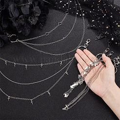 4Pcs 4 Style Butterfly & Cross & Sword Brass Pocket Pants Waist Chains with Zinc Alloy Clasps&nbsp;AJEW-GO00021