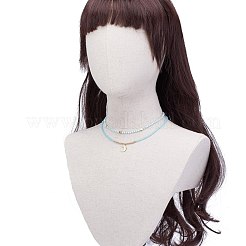 Star & Moon Pendant Necklaces Set for Teen Girl Women&nbsp;NJEW-JN03738-04