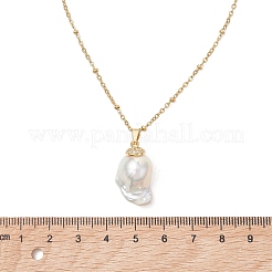 Nuggets Natural Baroque Keshi Pearl Pendant 304 Stainless Steel Satellite Chain Necklaces for Women&nbsp;NJEW-JN06030