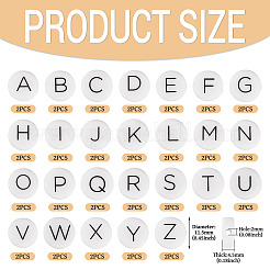 52Pcs 26 Styles Flat Round with Black Letter A~Z Silicone Beads&nbsp;SIL-TA0002-98
