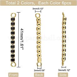 12Pcs 2 Colors Brass Micro Pave Cubic Zirconia Connector Charms&nbsp;KK-FH0004-50