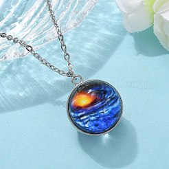 304 Stainless Steel Glass Space Pendant Necklaces&nbsp;NJEW-JN05192