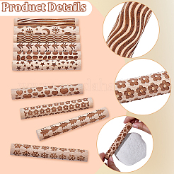 10Pcs 10 Styles Wood Handle Clay Texture Roller&nbsp;TOOL-CN0001-12A