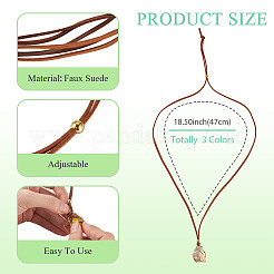 3Pcs Faux Suede Macrame Pouch  Pendant Necklaces&nbsp;NJEW-TAC0051-02
